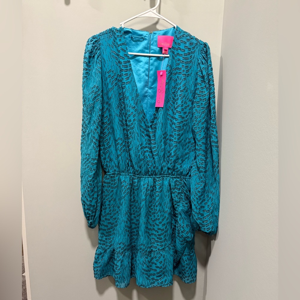 Lilly Pulitzer Turquoise and Black Textured Dress